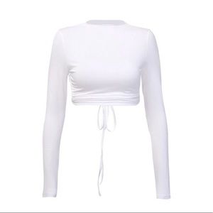 White backless crop top